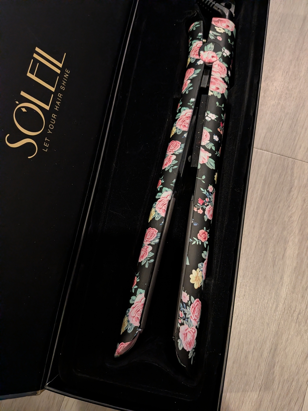 NEW Floral Black & Pink Flat Iron Hair Straightener NEW
